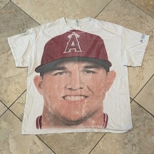 Mike Trout Los Angeles Angels Graphic Shirt Mens XL White Gildan Heavy Honda
